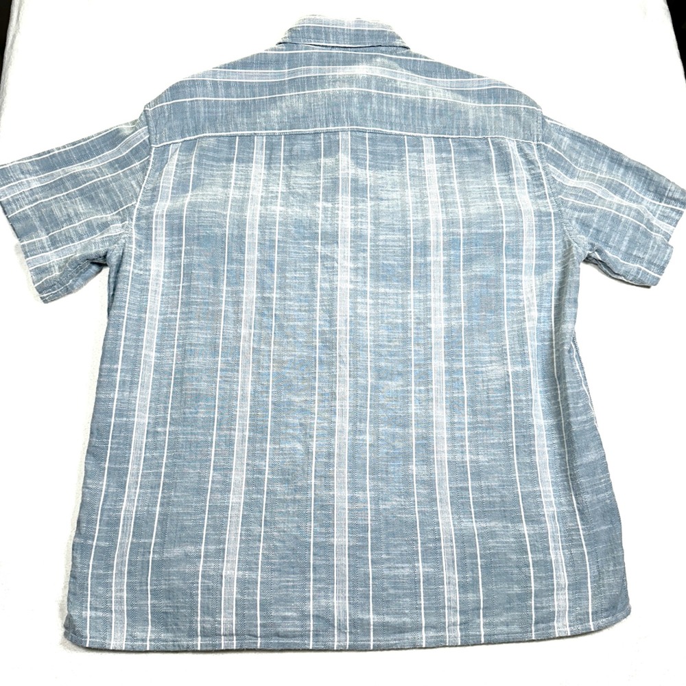 American Eagle Striped Shirt Cotton Short Sleeve Everyday Button Down Mens Blue - Picture 6 of 11
